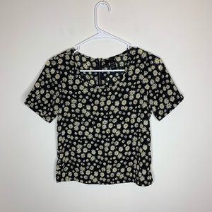 Fun & Flirt Women XS Black With Sun Flowers Blouse